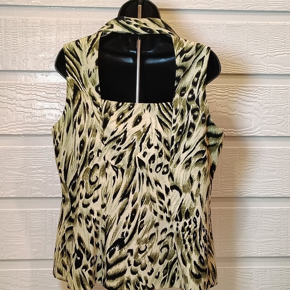 VIRGO VEST SHIRT WOMENS SZ 16 ANIMAL PRINT SQUARE OPEN BACK RETRO CHIC CHEETAH - Picture 5 of 11